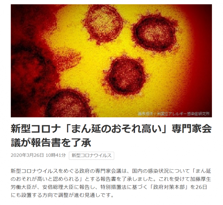 日本专家会议最新报告：新冠肺炎疫情蔓延的可能性很高