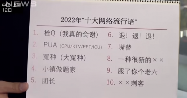 日媒报道2022中国十大网络流行语